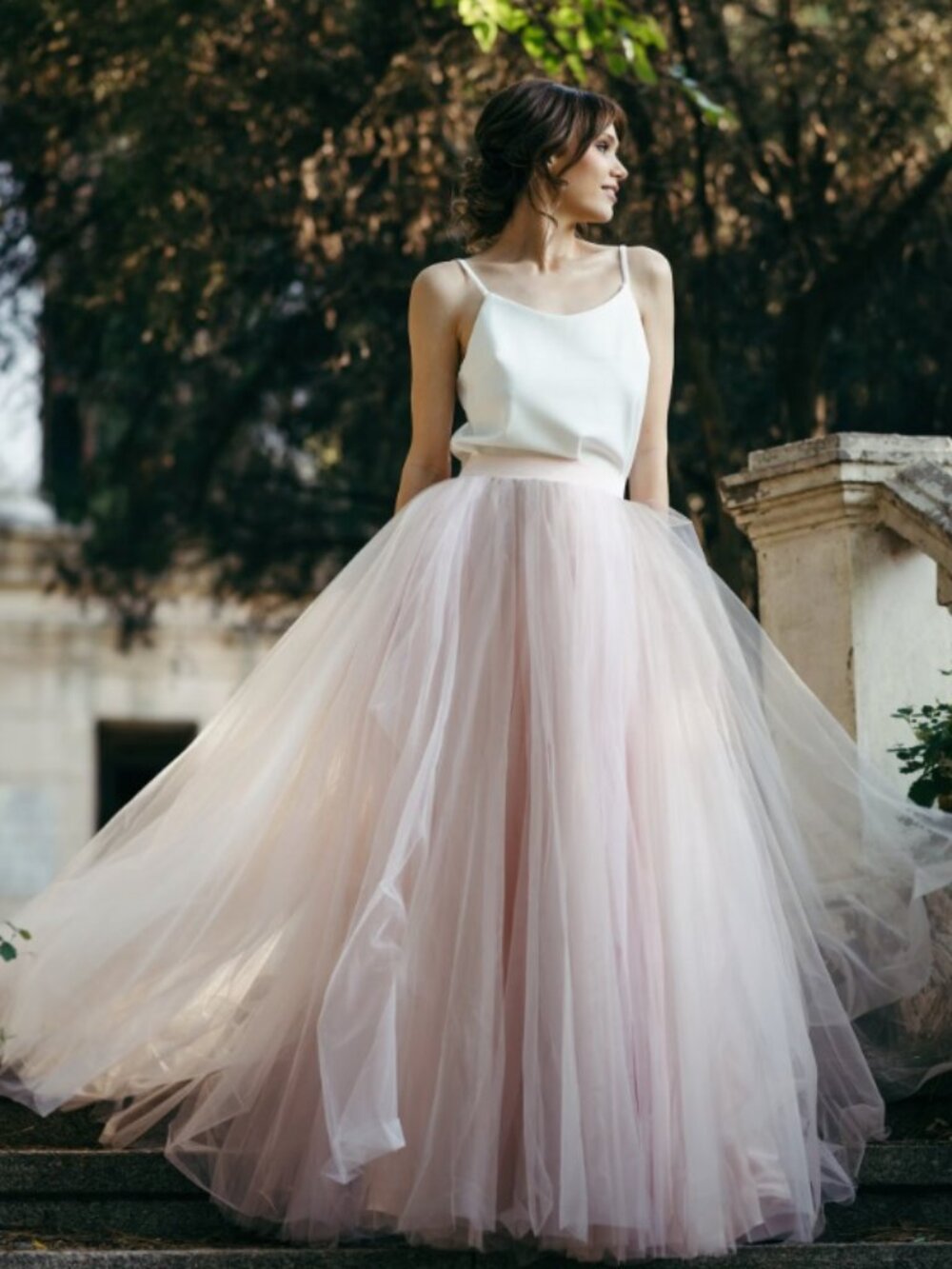 REVELRY tulle skirt beige/tan "mist." - 14 (see measurements)